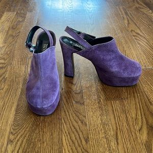 Vintage Purple Suede Platform Heels